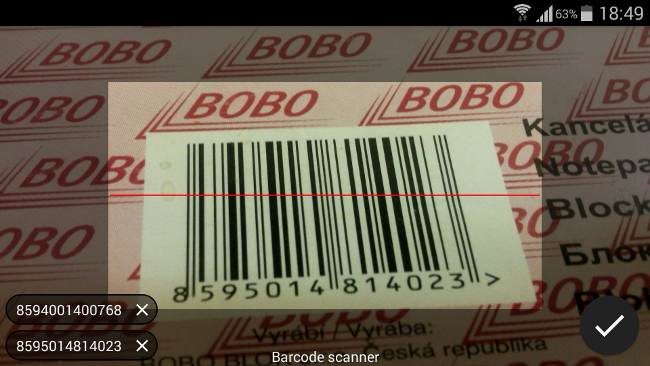 Barcode scaner screenshot