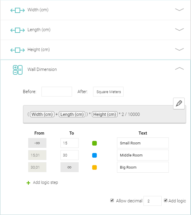 Preview of the calculate component in the form builder