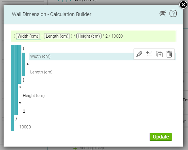 Preview of the calculation builder