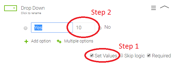 Calculated values - Set Values