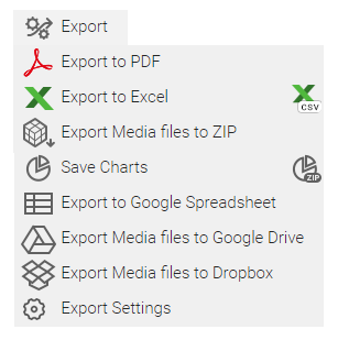 Export Submenu in Responses page