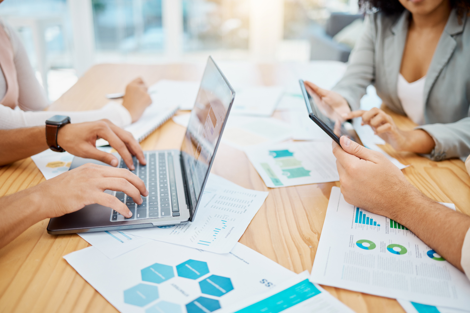 Business and Market Research review showing graphs and digital data for market analysis with NestForms Offline Survey App