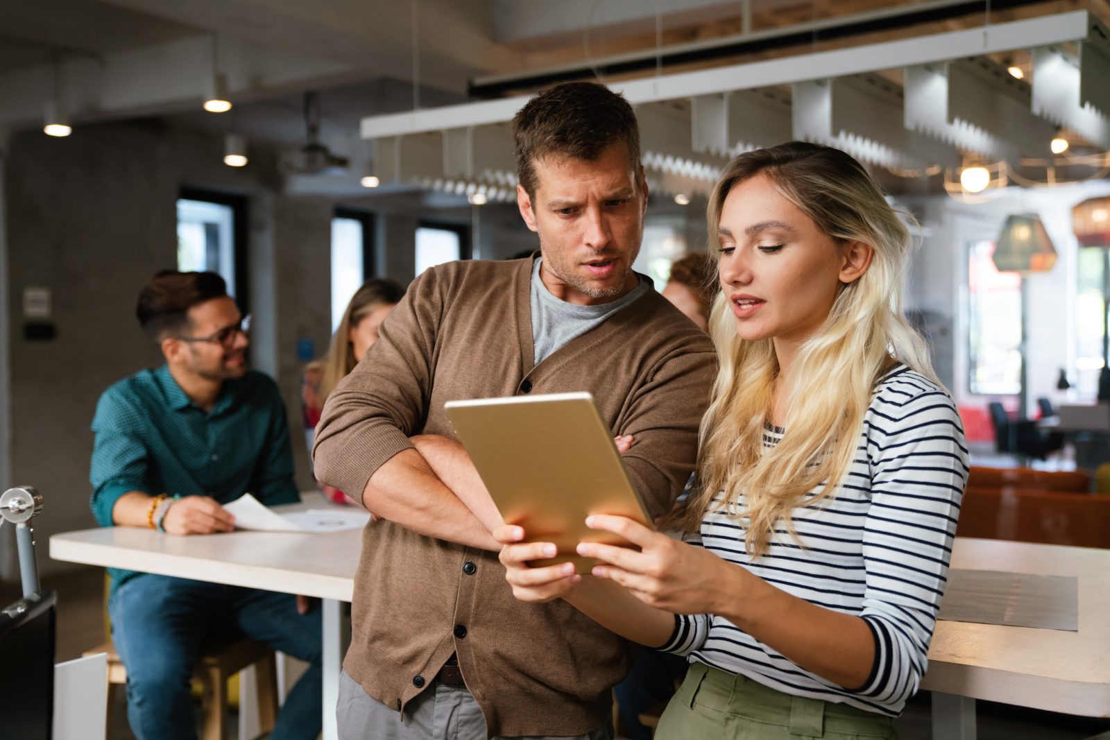  Startup business team on meeting in modern bright office interior and working together 