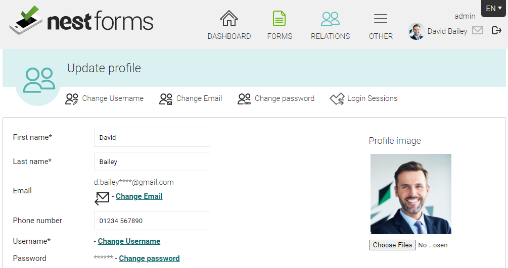 NestForms Profile Features