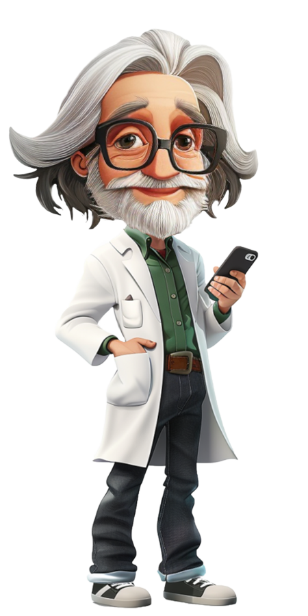 Professor with phone